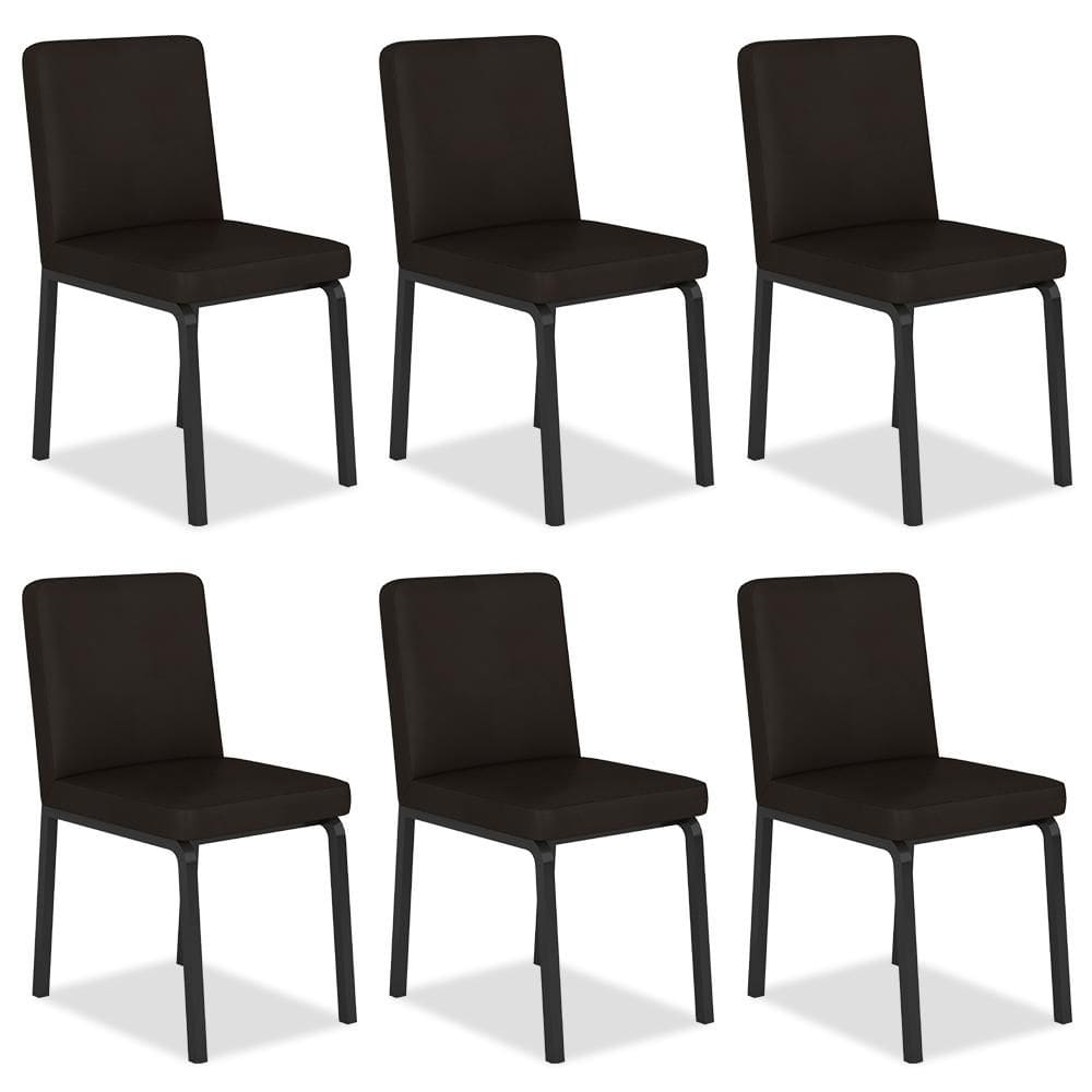 Kit 6 Cadeiras Industrial Pequim Preto/corino Marro - Móveis Arapongas