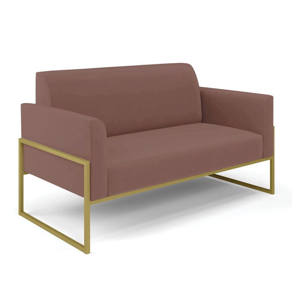 Sofá Namoradeira Base Industrial Alta Dourado Marisa Veludo D03 - D`Rossi