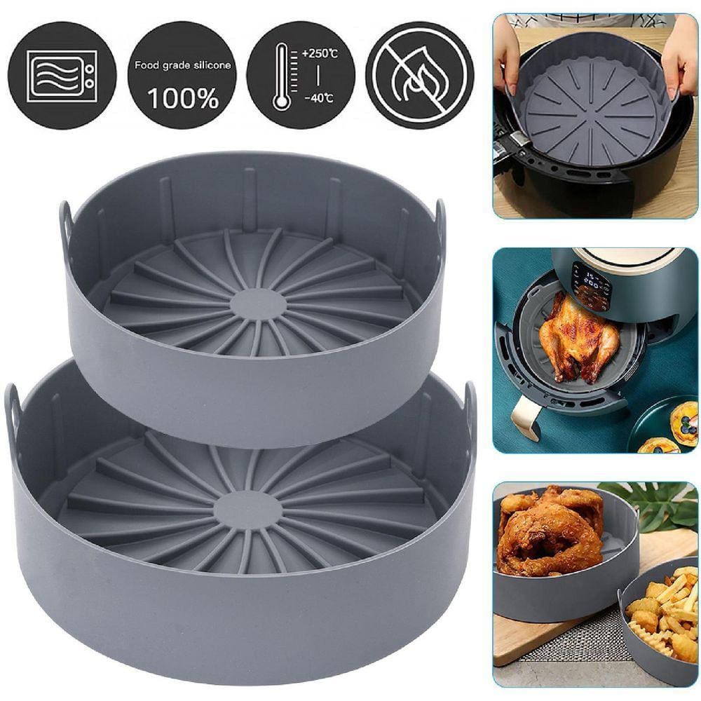 Forma Silicone Antiaderente p/ Air Fryer Microondas - Cinza