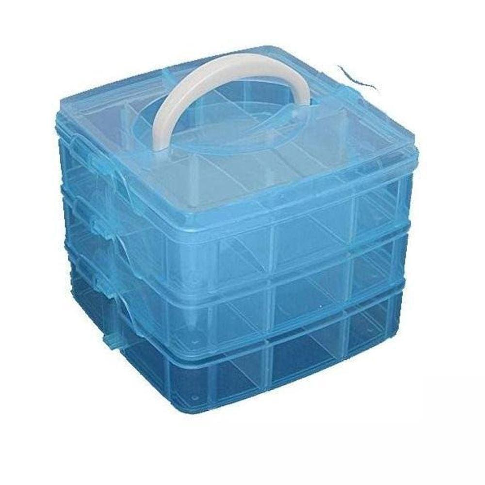 Maleta Organizadora 15X15X12.5Cm Com 3 Compartimentos Azul