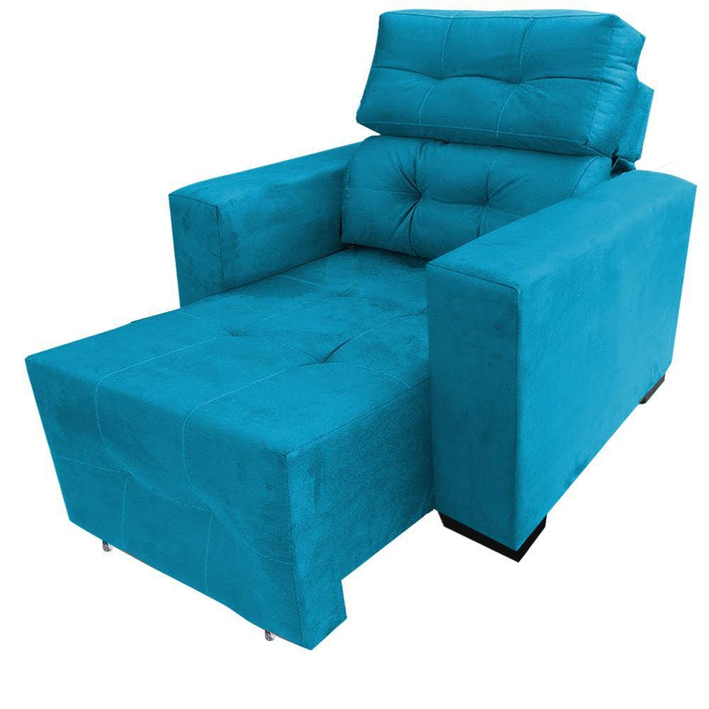 Cadeira Poltrona Reclinável Retrátil Isabelle Consultório Estética Facial Cílios Sobrancelha Turquesa - BL Decor