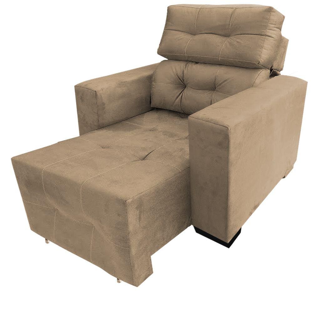 Cadeira Poltrona Reclinável Retrátil Isabelle Consultório Estética Facial Cílios Sobrancelha Capuccino - BL Decor