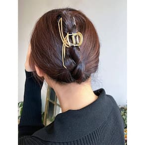 Presilha Piranha De Cabelo Metal Laço Simples Dourada
