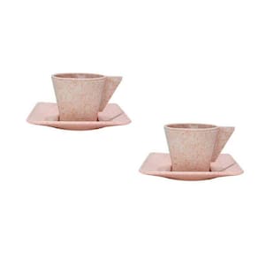 Kit 2 Xícara E Pires 50Ml Fibra Madeira Palha