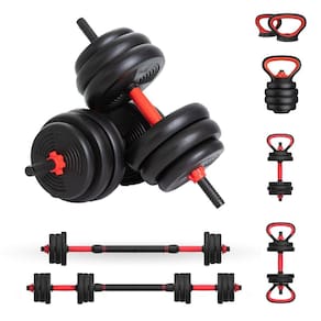 Kit Halteres 6 em 1 Peso Musculação até 30kg Ajustável Preto