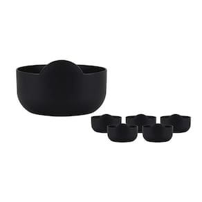 Kit 6 Super Bowl Preto 475Ml Plástico Premium