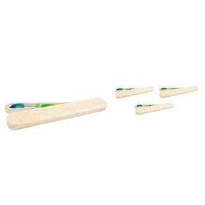 Kit 4 Porta Escova Dental Fibra Madeira Palha