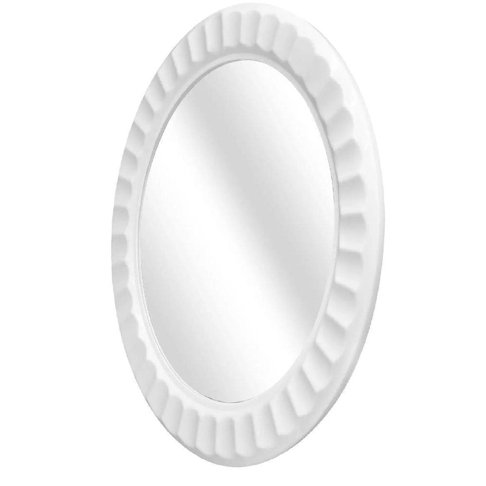 Espelho Oval Com Moldura Branca Plástico 26X19Cm