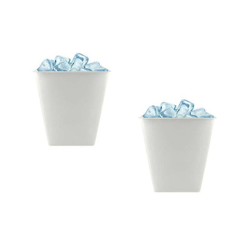 Kit 2 Balde Gelo Branco 2,6L Plástico Premium
