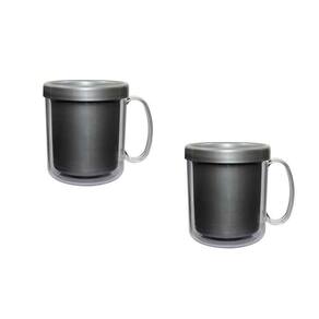 Kit 2 Canecas Térmica Cristal Prata 300Ml Plástico