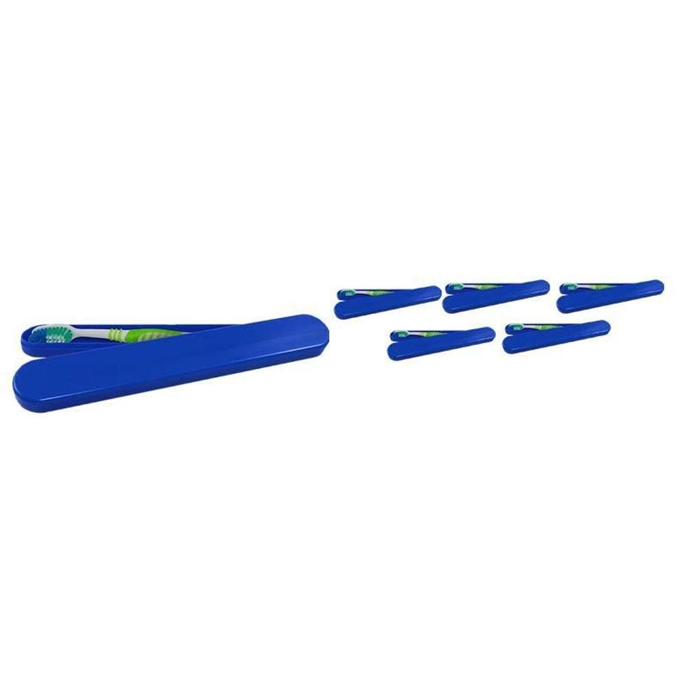 Kit 6 Porta Escova Dental Azul Plástico