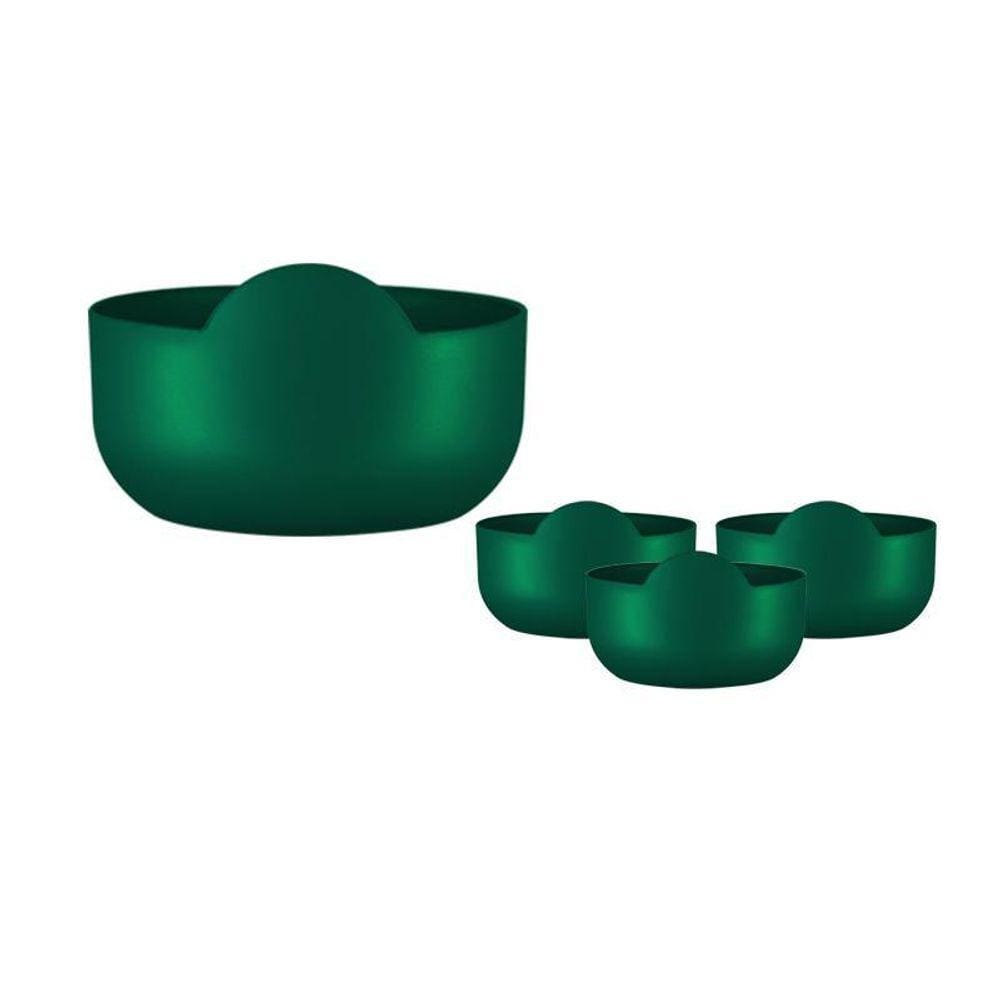 Kit 4 Super Bowl Verde 475Ml Plástico Premium