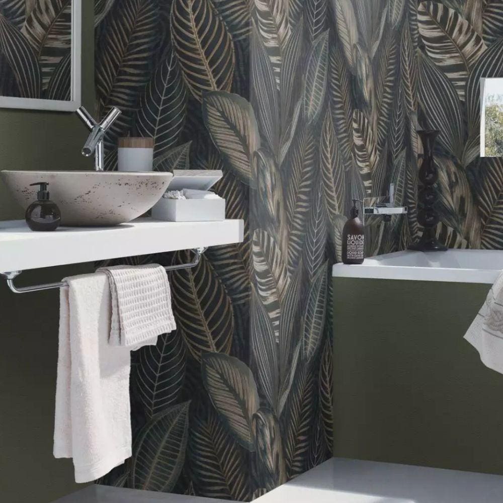 Papel de parede African Queen III azul e dourado 751840