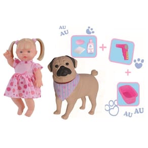 Boneca Bebe Que Fala E Cachorrinho Cuide Do Seu Pet Banho