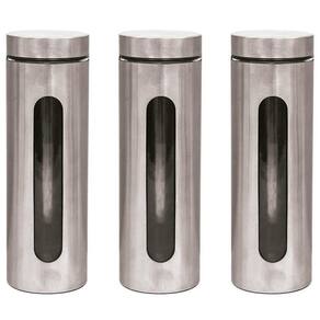 Kit 3 Pote Inox Visor Hermético 1,8L - Mimo Style