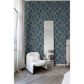Papel de Parede Maison Folhagem Azul - Alta Qualidade