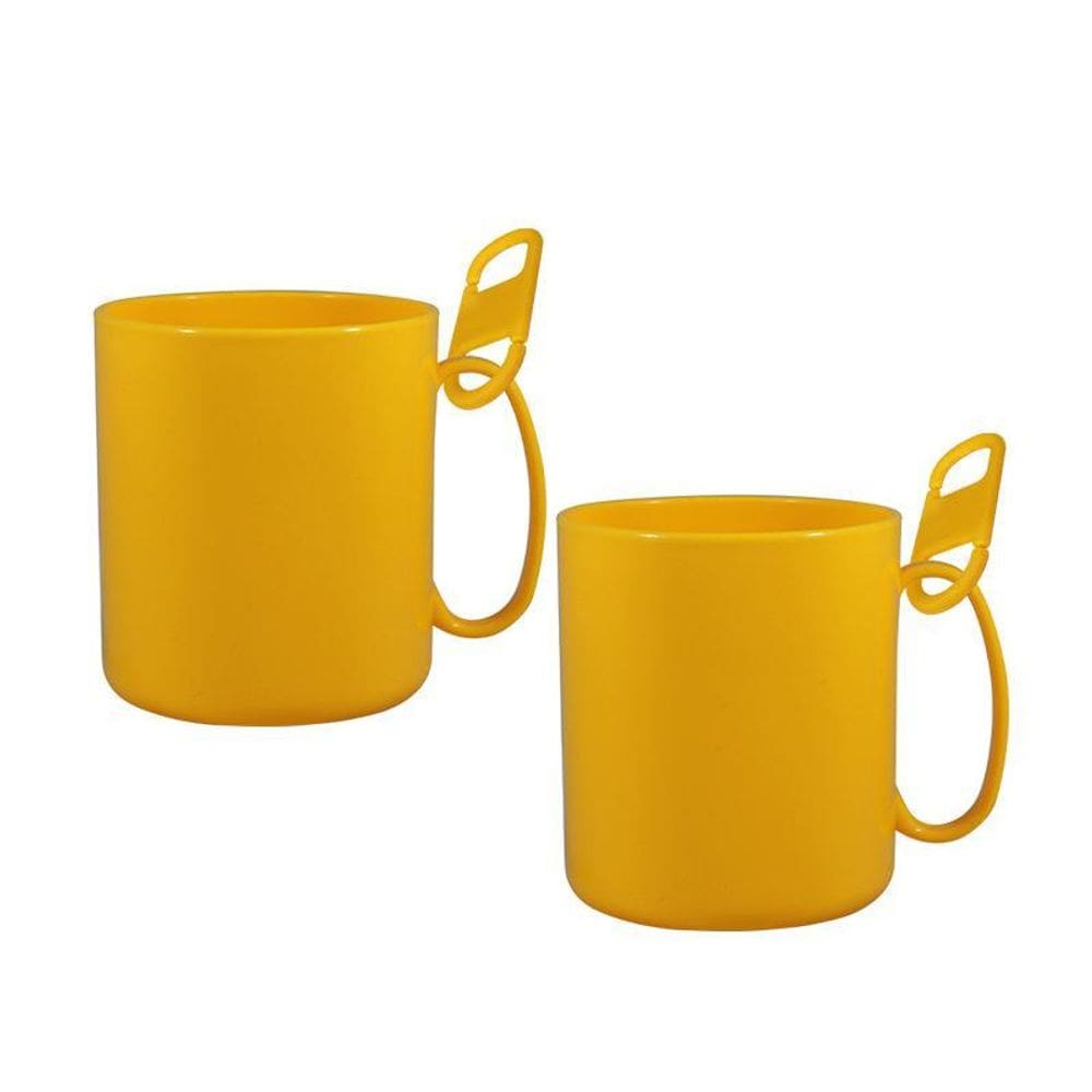 Kit 2 Caneca Redonda Clipe Amarelo 400Ml Plástico