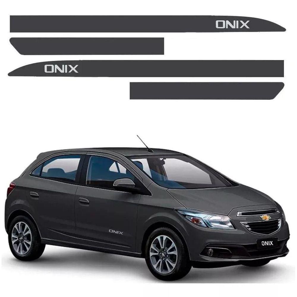 Jogo De Friso Lateral Onix 2012 A 2019 Cinza Grafite