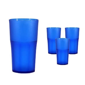 Kit 4 Copos Roma Cristal Azul 370Ml Plástico