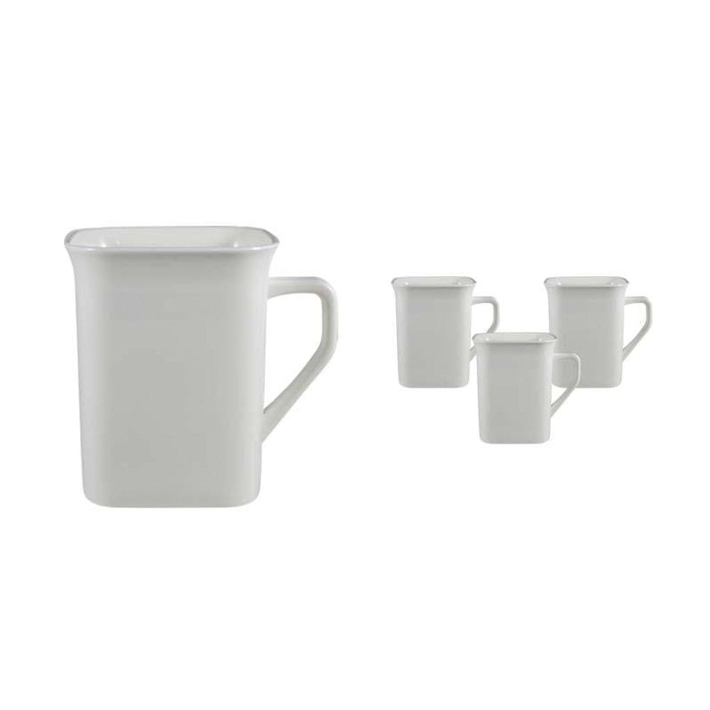 Kit 4 Canecas Quadrada Branco 250Ml Plástico Premium