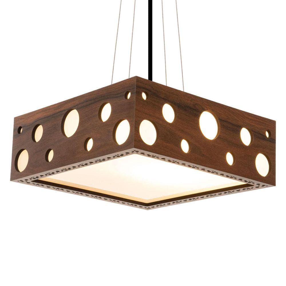Lustre Decorativo Madeira Pendente Mariscal Quad 45Cm