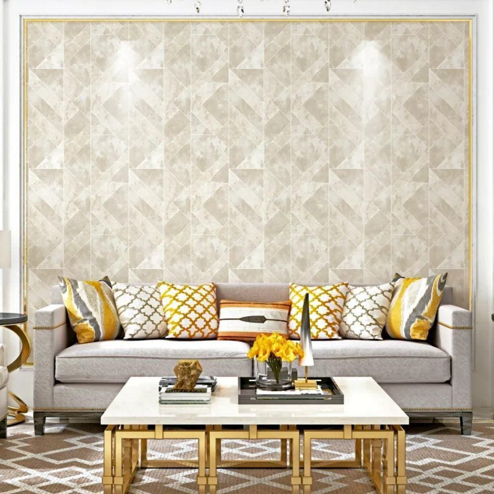 Papel De Parede Colorkey Bege Geométrico - 10m X 0.53m