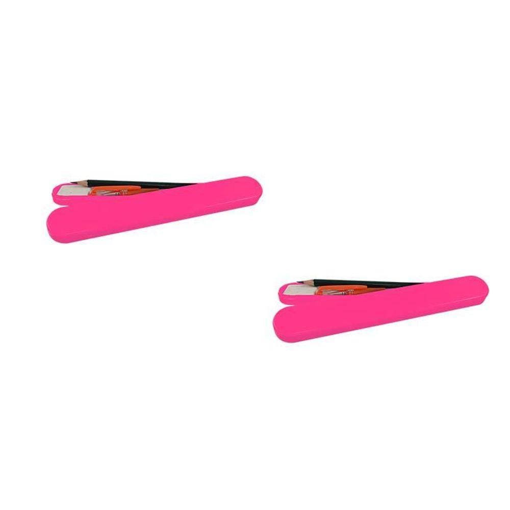 Kit 2 Mini Estojo Rosa Neon Plástico