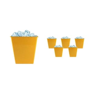 Kit 6 Balde Gelo Fibra Madeira Amarelo 2,6L