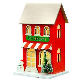 Casinha Decorativa De Natal Com Led Vermelho 17x10x9 Cm F04 - D\`rossi