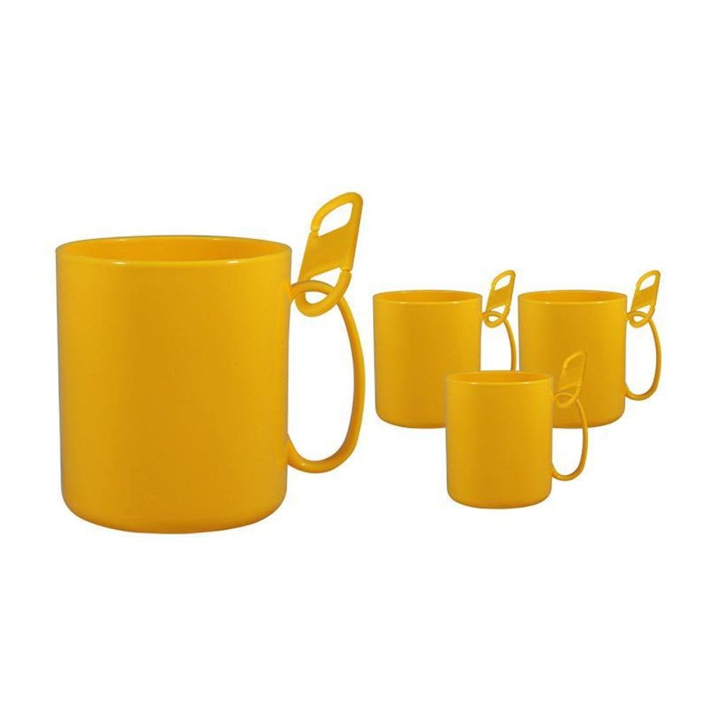Kit 4 Caneca Redonda Clipe Amarelo 400Ml Plástico