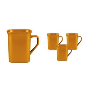 Kit 4 Canecas Quadrada Dourado 250Ml Plástico Premium