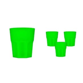 Kit 4 Copos Mini Roma Verde Neon 300Ml Plástico Premium