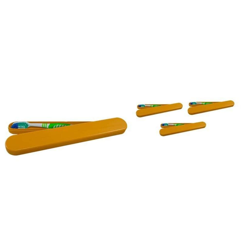 Kit 4 Porta Escova Dental Dourado Plástico