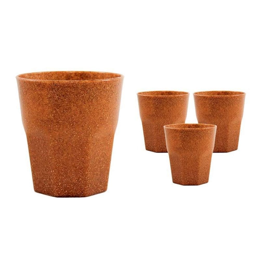 Kit 4 Copos Mini Roma Fibra Madeira Green 300Ml