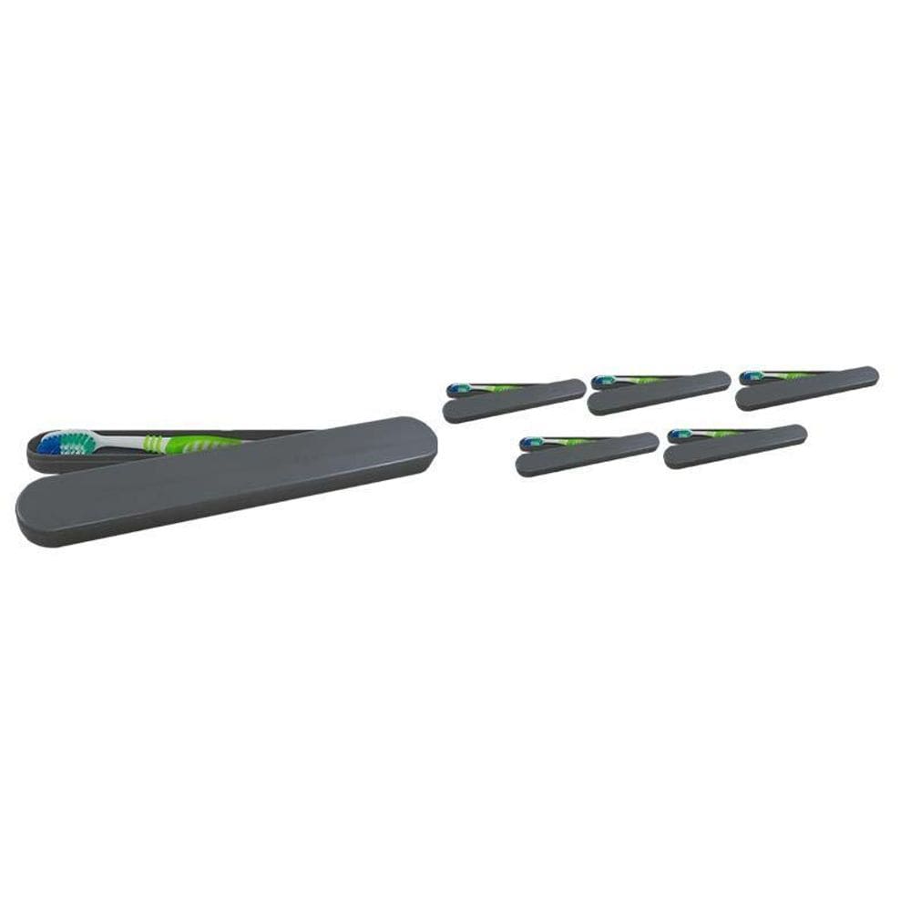 Kit 6 Porta Escova Dental Prata Plástico