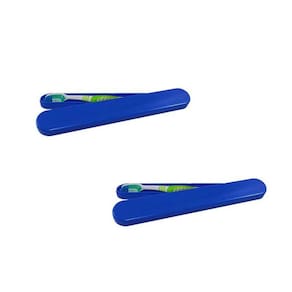 Kit 2 Porta Escova Dental Azul Plástico