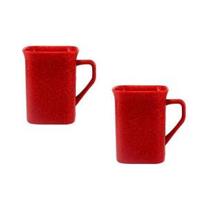 Kit 2 Canecas Quadrada Fibra Madeira Vermelho 250Ml