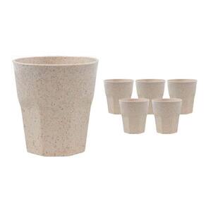 Kit 6 Copos Mini Roma Fibra Madeira Palha 300Ml
