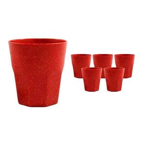 Kit 6 Copos Mini Roma Fibra Madeira Vermelho 300Ml