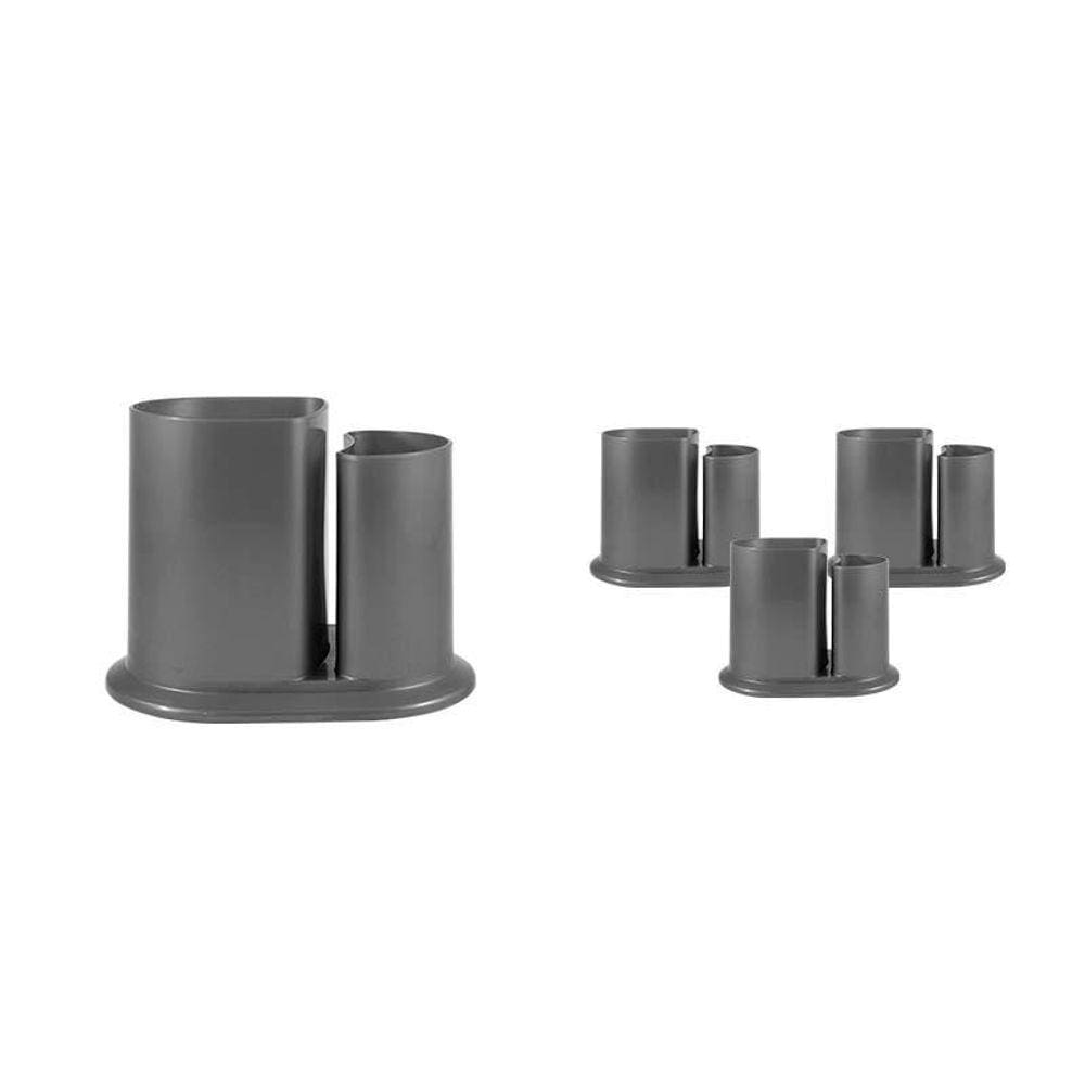 Kit 4 Porta Lápis Duo Prata Plástico