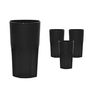 Kit 4 Copos Roma Preto 360Ml Plástico Premium