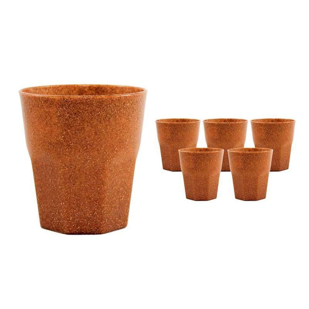 Kit 6 Copos Mini Roma Fibra Madeira Green 300Ml