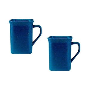 Kit 2 Canecas Quadrada Fibra Madeira Azul 250Ml