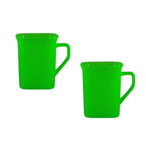 Kit 2 Canecas Quadrada Verde Neon 250Ml Plástico Premium