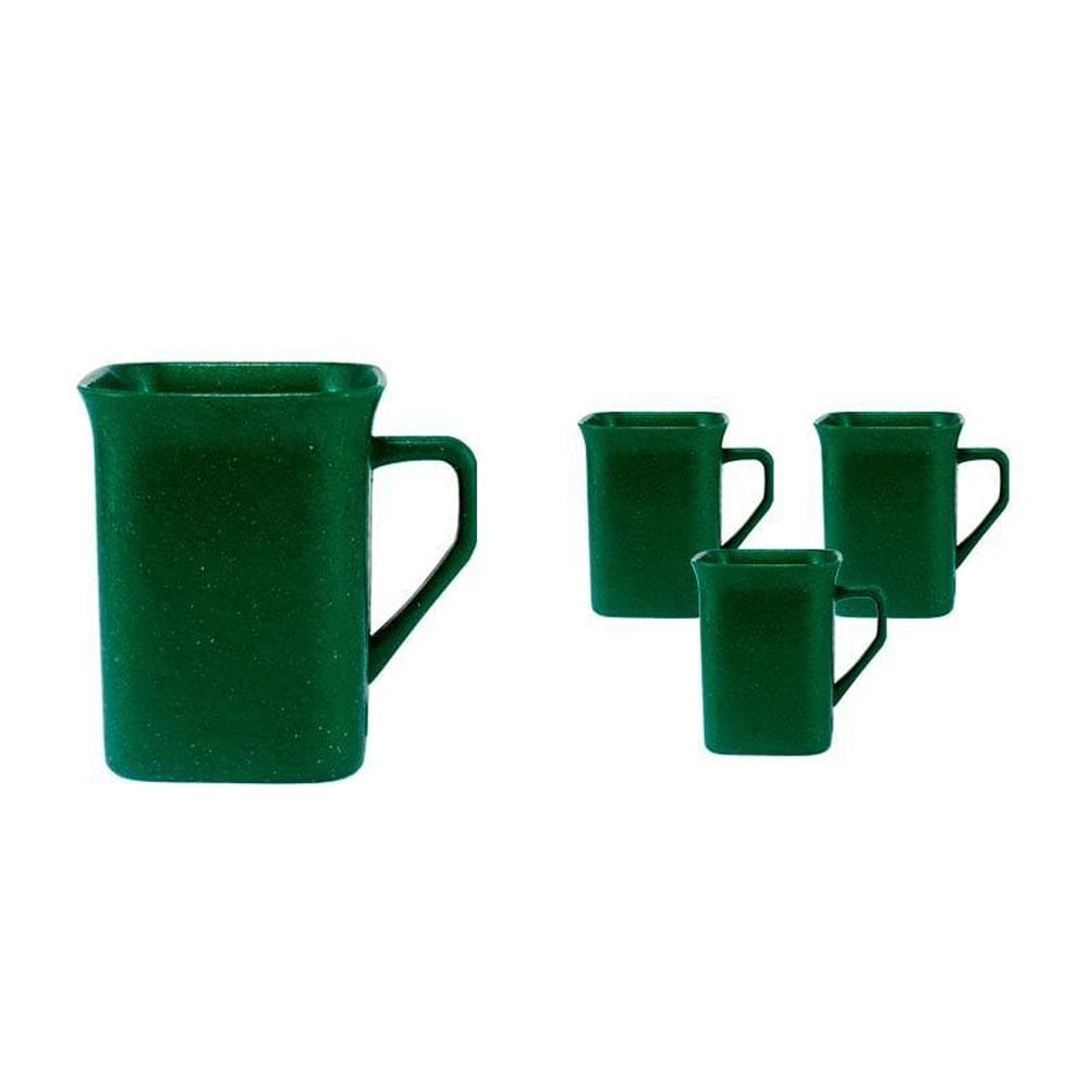 Kit 4 Canecas Quadrada Fibra Madeira Verde 250Ml