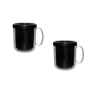 Kit 2 Canecas Térmica Cristal Preto 300Ml Plástico