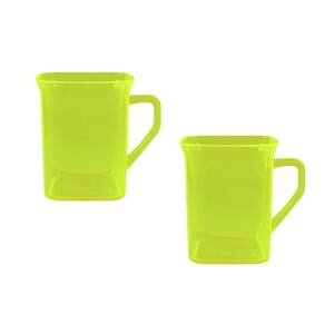 Kit 2 Canecas Quadrada Cristal Amarelo Neon 250Ml Plástico
