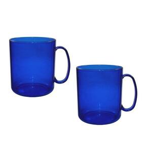 Kit 2 Canecas Redonda Cristal Azul 400Ml Plástico