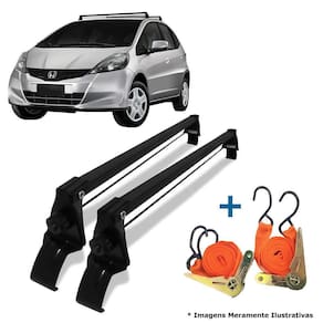 Rack de Teto Vhip Honda Fit 03-14 + Cintas - 45kg - Preto