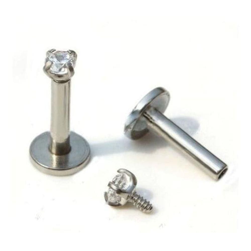 Piercing Tragus Flat Helix Labret - Prateado - 3 Mm / 6 Mm
